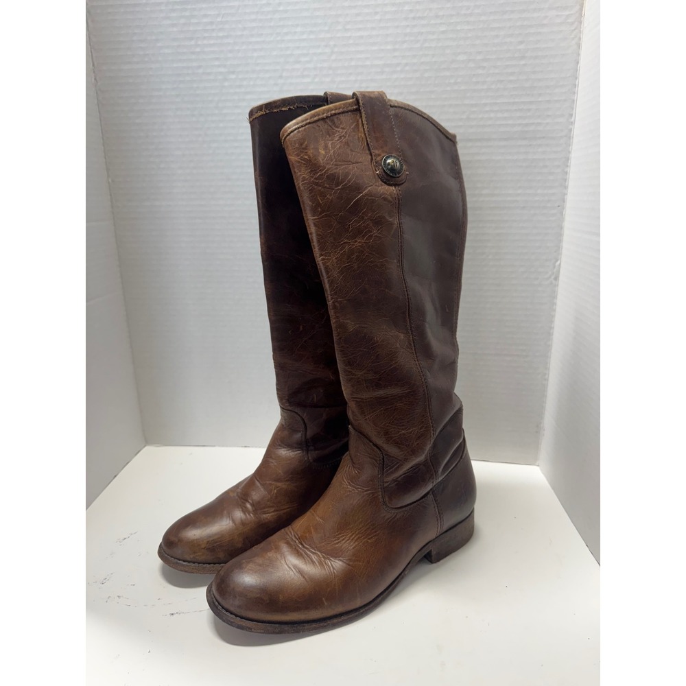Frye Melissa Button Tall Riding Boots Dark Brown Leather 77172 Size 5.5 B